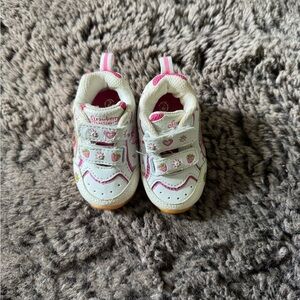 Vintage Strawberry Themed Kids Sneakers - White and Pink